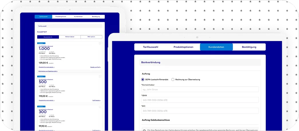 The agent iPad application capturing customer details with real-time validation
