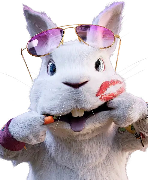 Supremo mascot rabbit giving a thumbs up