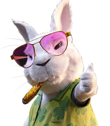 Supremo mascot rabbit wearing pink sunglasses